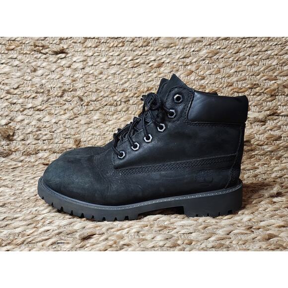 Timberland 6” Premium Waterproof Black Boots Youth Boys Size 2 Winter Outdoor - Picture 3 of 11